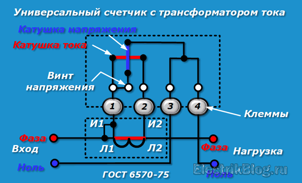 Универсальный счетчик с трансформатором тока